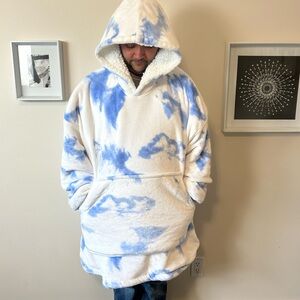 The Oodie Blue Tie Dye Sherpa Oversized Hoodie One Size